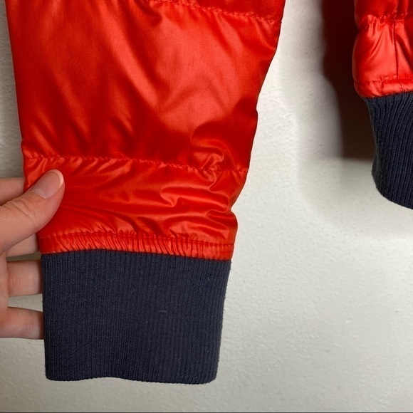 Athleta Womens Dobby Goose Down Puffer Bomber Jacket Quilted red grey 138700 - Picture 6 of 12